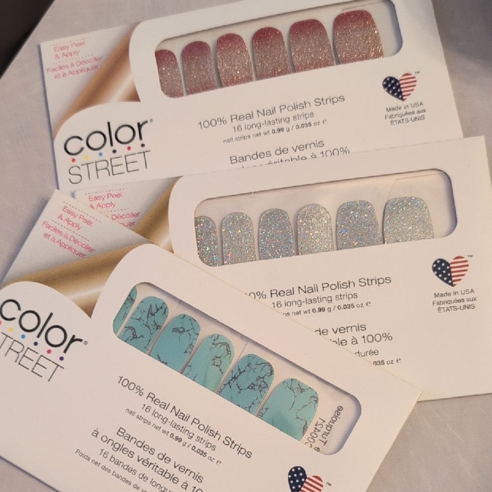 Color Street Pink and Blue Nail Strips Party Collection